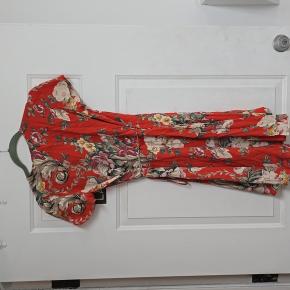 Rolla’s Dancer Coral Red Floral Print Wrap Dress size - Picture 6 of 12